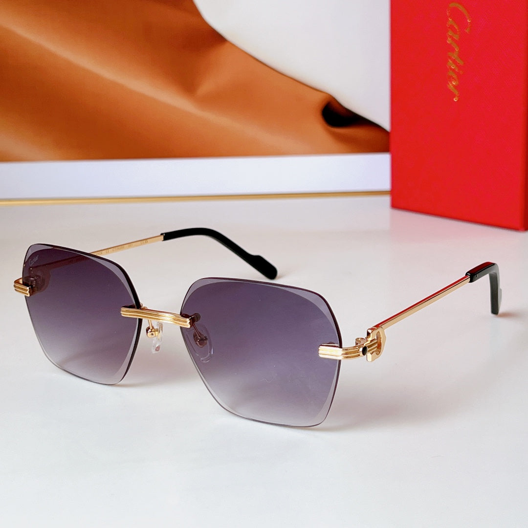 C DE RIMLESS SQUARE FRAME SUNGLASSES CT0625S IN METAL - Blue yellow