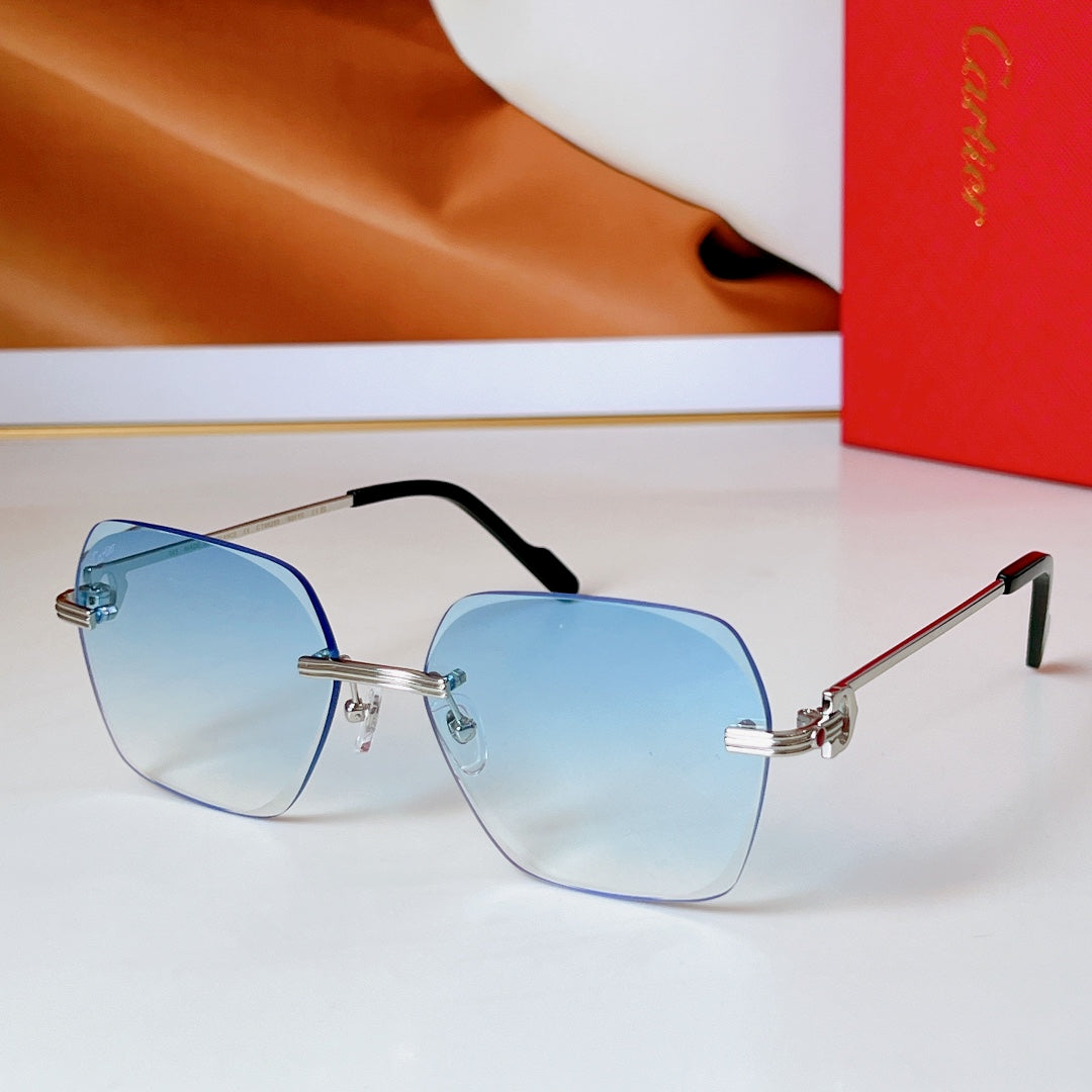 C DE RIMLESS SQUARE FRAME SUNGLASSES CT0625S IN METAL - Blue yellow