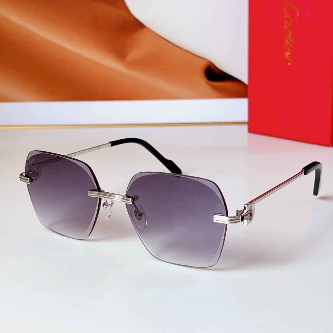 C DE RIMLESS SQUARE FRAME SUNGLASSES CT0625S IN METAL - Blue yellow
