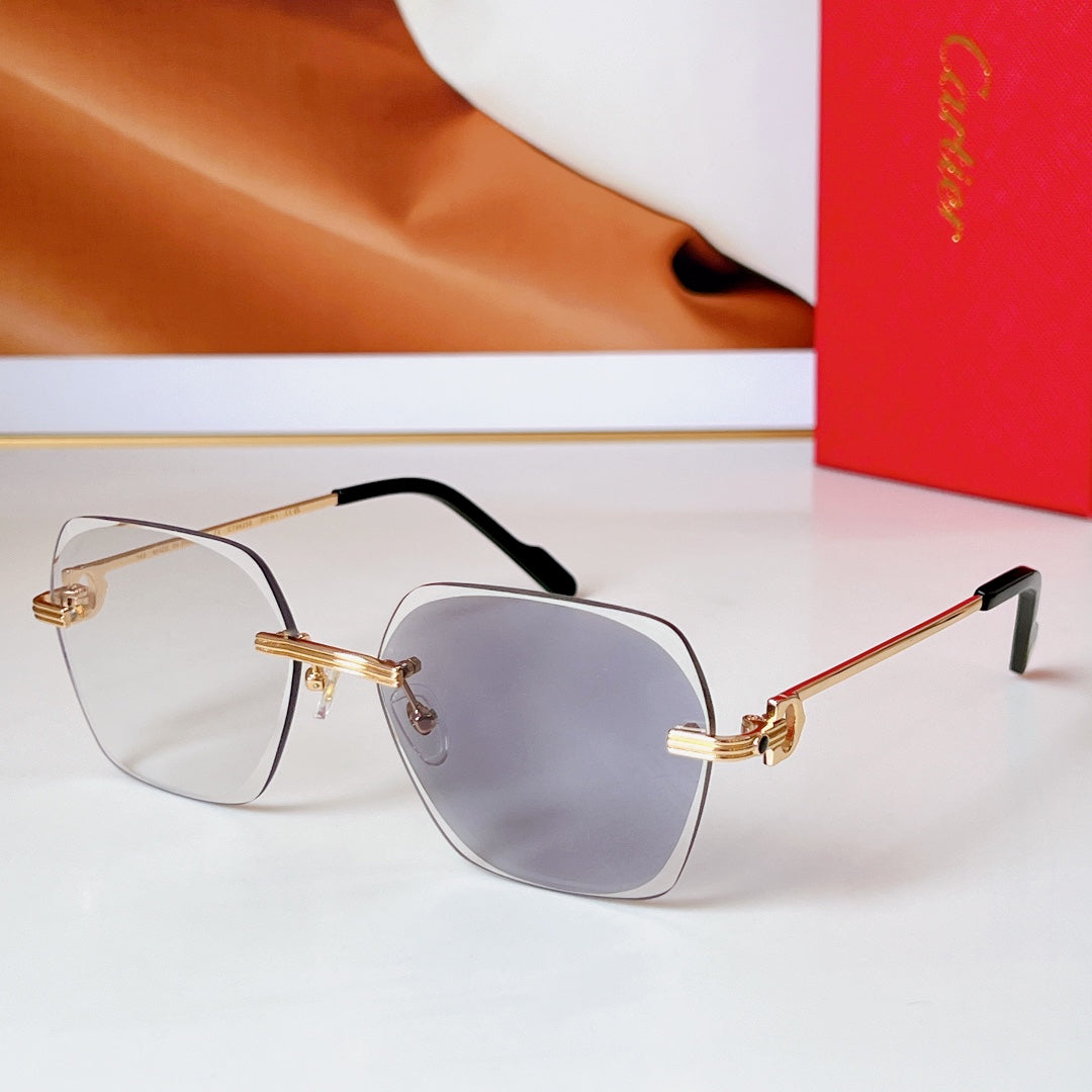 C DE RIMLESS SQUARE FRAME SUNGLASSES CT0625S IN METAL - Blue yellow