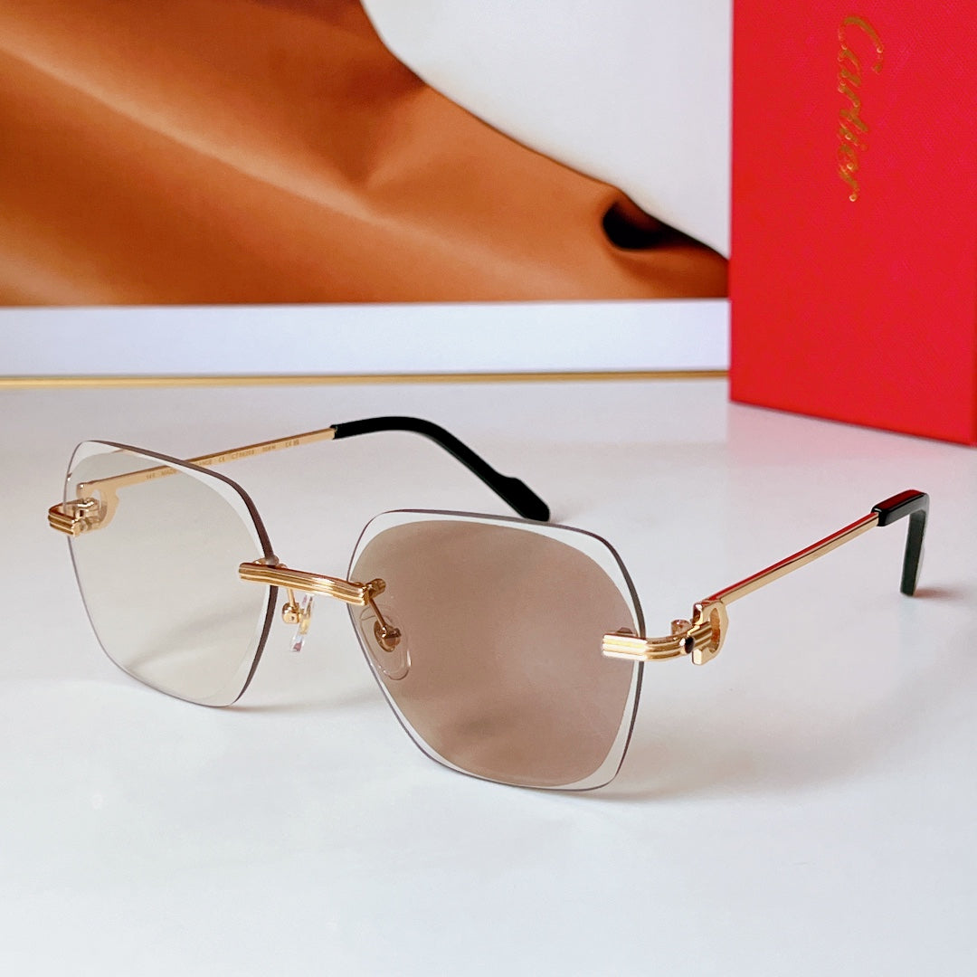 C DE RIMLESS SQUARE FRAME SUNGLASSES CT0625S IN METAL - Blue yellow