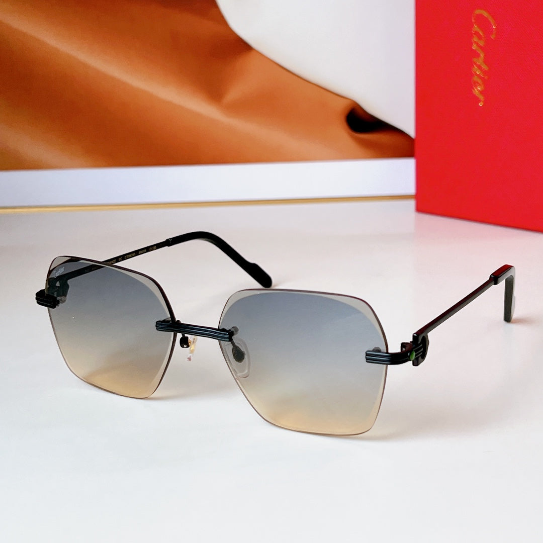 C DE RIMLESS SQUARE FRAME SUNGLASSES CT0625S IN METAL - Blue yellow