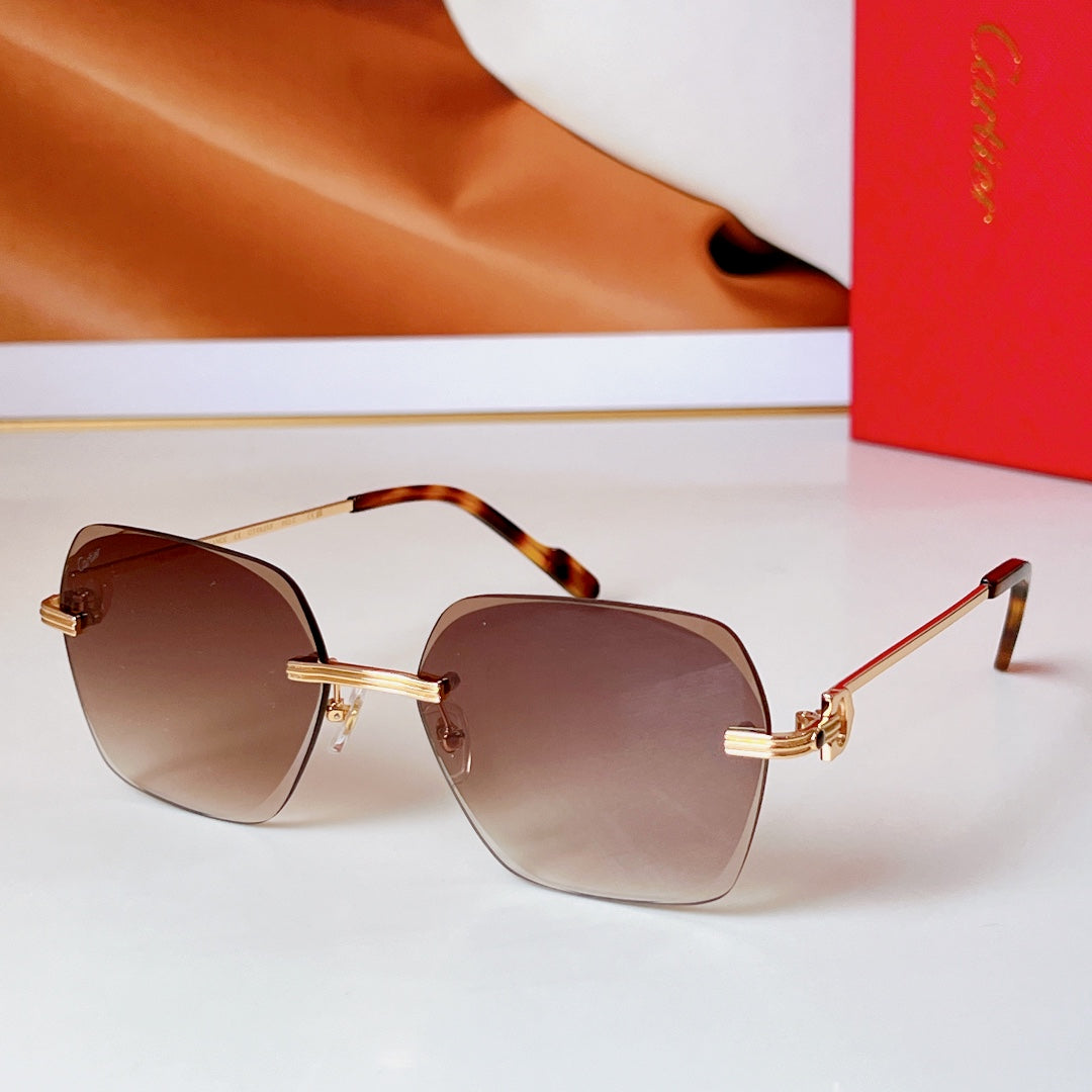 C DE RIMLESS SQUARE FRAME SUNGLASSES CT0625S IN METAL - Blue yellow
