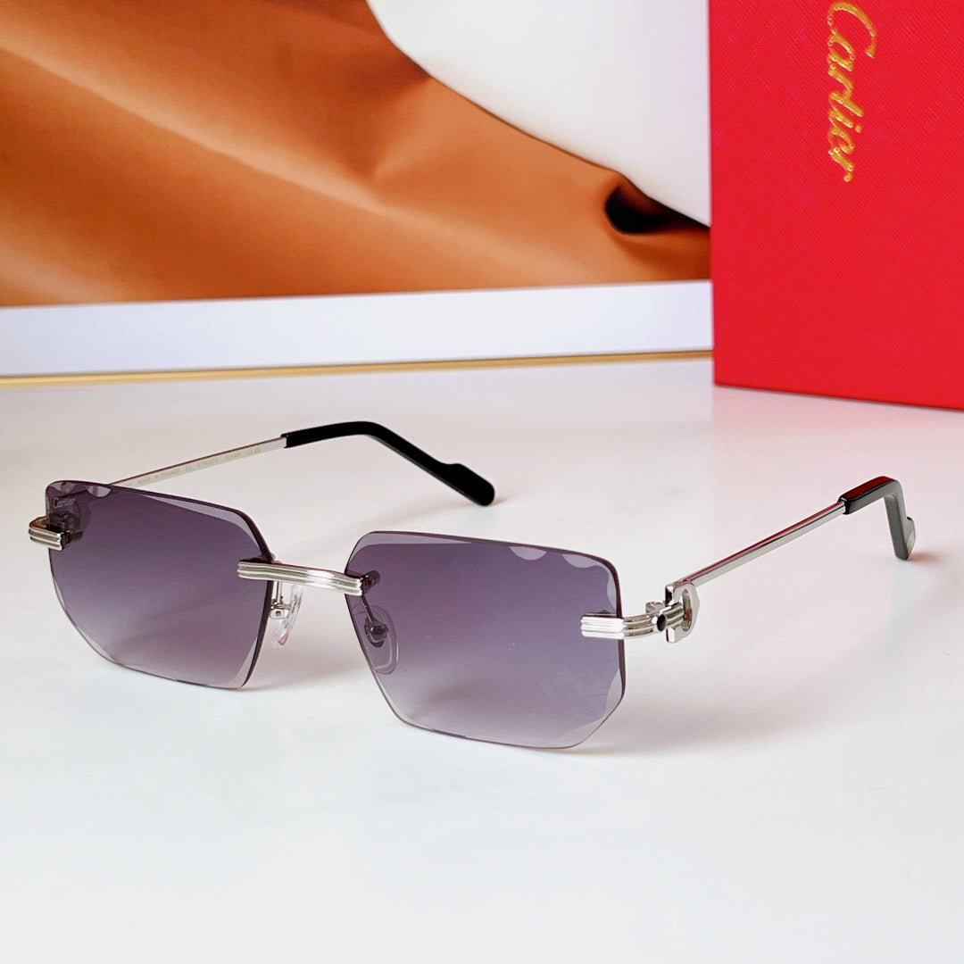 C DE RIMLESS RECTANGULAR FRAME SUNGLASSES CT0627S IN METAL - Purple photochromic lenses