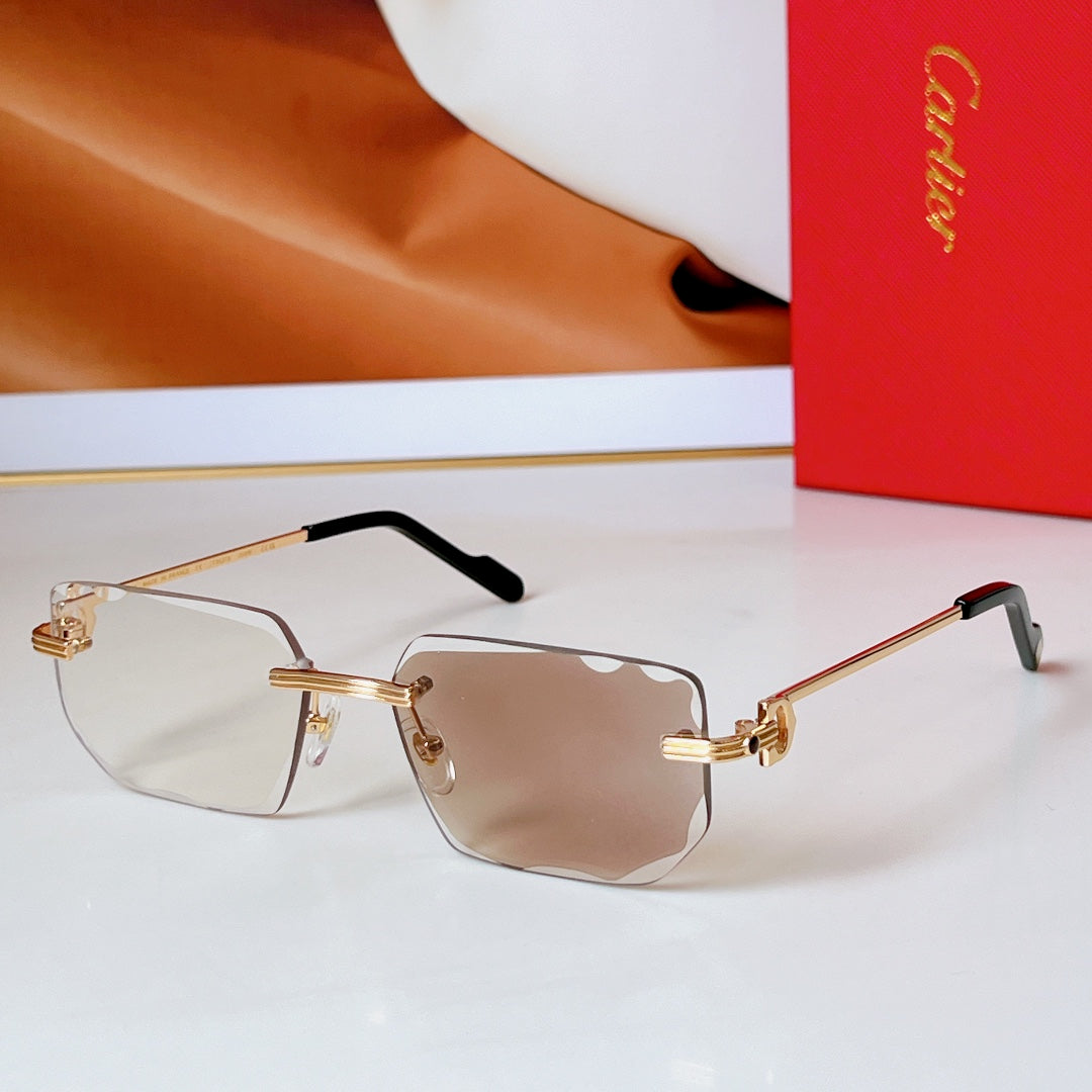 C DE RIMLESS RECTANGULAR FRAME SUNGLASSES CT0627S IN METAL - Purple photochromic lenses