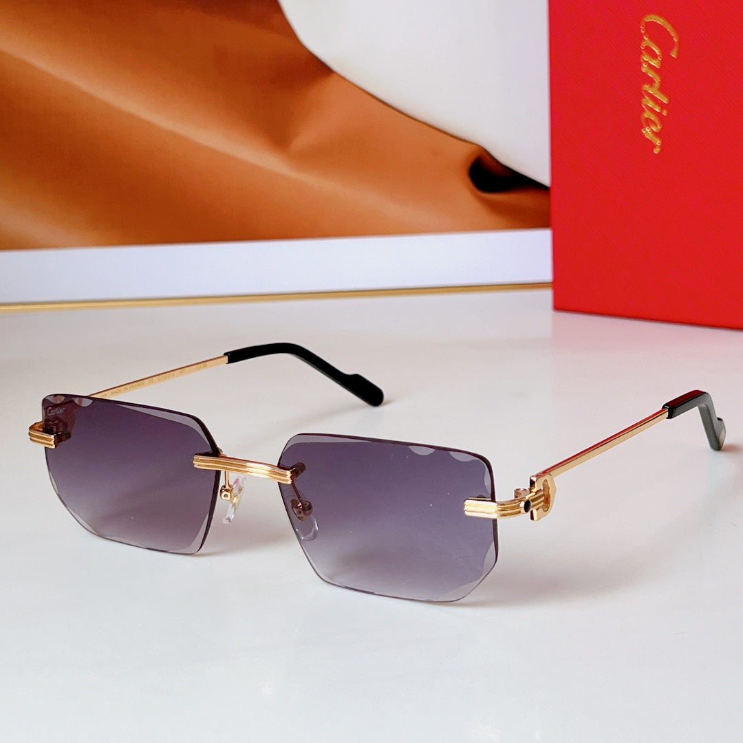 C DE RIMLESS RECTANGULAR FRAME SUNGLASSES CT0627S IN METAL - Purple photochromic lenses