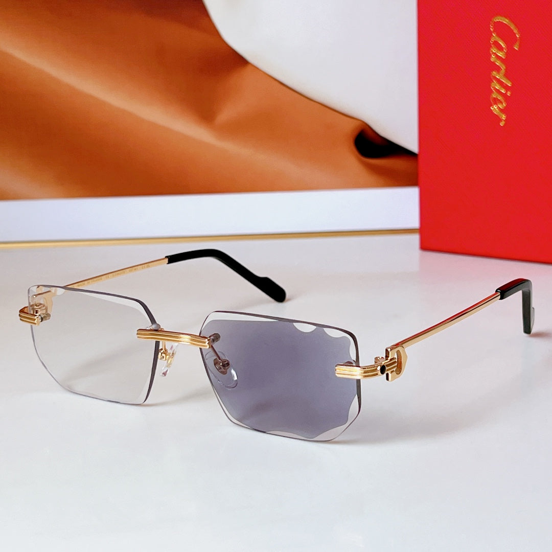 C DE RIMLESS RECTANGULAR FRAME SUNGLASSES CT0627S IN METAL - Purple photochromic lenses