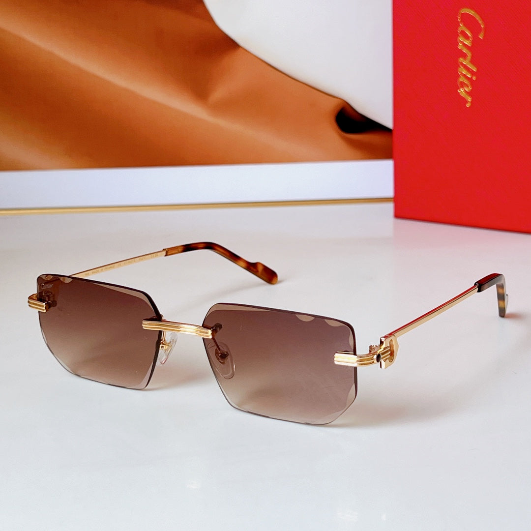 C DE RIMLESS RECTANGULAR FRAME SUNGLASSES CT0627S IN METAL - Purple photochromic lenses