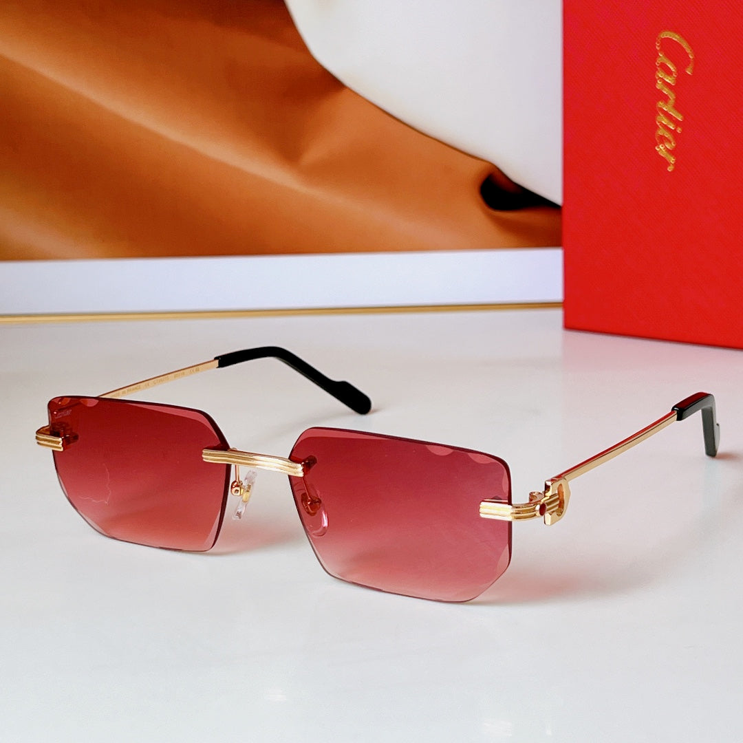 C DE RIMLESS RECTANGULAR FRAME SUNGLASSES CT0627S IN METAL - Purple photochromic lenses