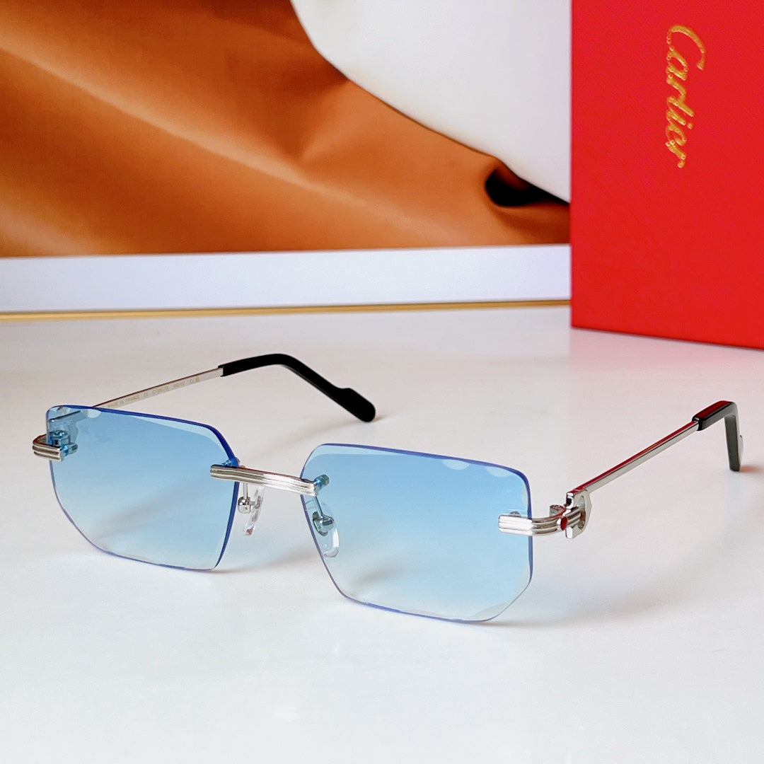 C DE RIMLESS RECTANGULAR FRAME SUNGLASSES CT0627S IN METAL - Purple photochromic lenses