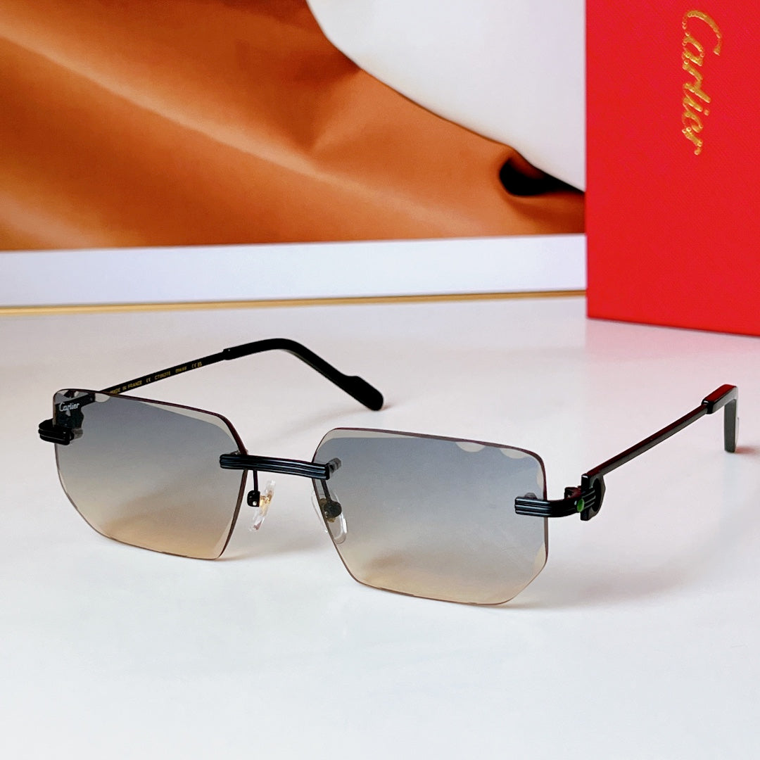 C DE RIMLESS RECTANGULAR FRAME SUNGLASSES CT0627S IN METAL - Purple photochromic lenses