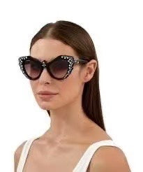 CRYSTAL STUDDED CAT-EYE FRAME SUNGLASSES GG1095S IN ACETATE - White/ pink