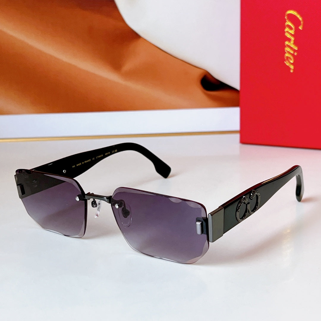 PANTHÈRE RIMLESS RECTANGULAR FRAME SUNGLASSES CT0637S IN METAL - Purple