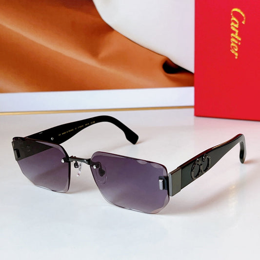 PANTHÈRE RIMLESS RECTANGULAR FRAME SUNGLASSES CT0637S IN METAL - Purple