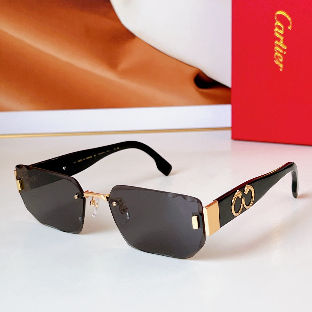 PANTHÈRE RIMLESS RECTANGULAR FRAME SUNGLASSES CT0637S IN METAL - Purple