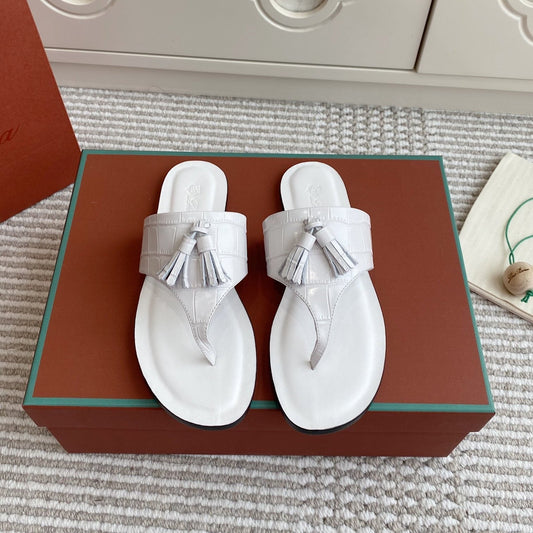 FLIP FLOPS IN WHITE LAMBSKIN SNAKE EMBOSSING - 35