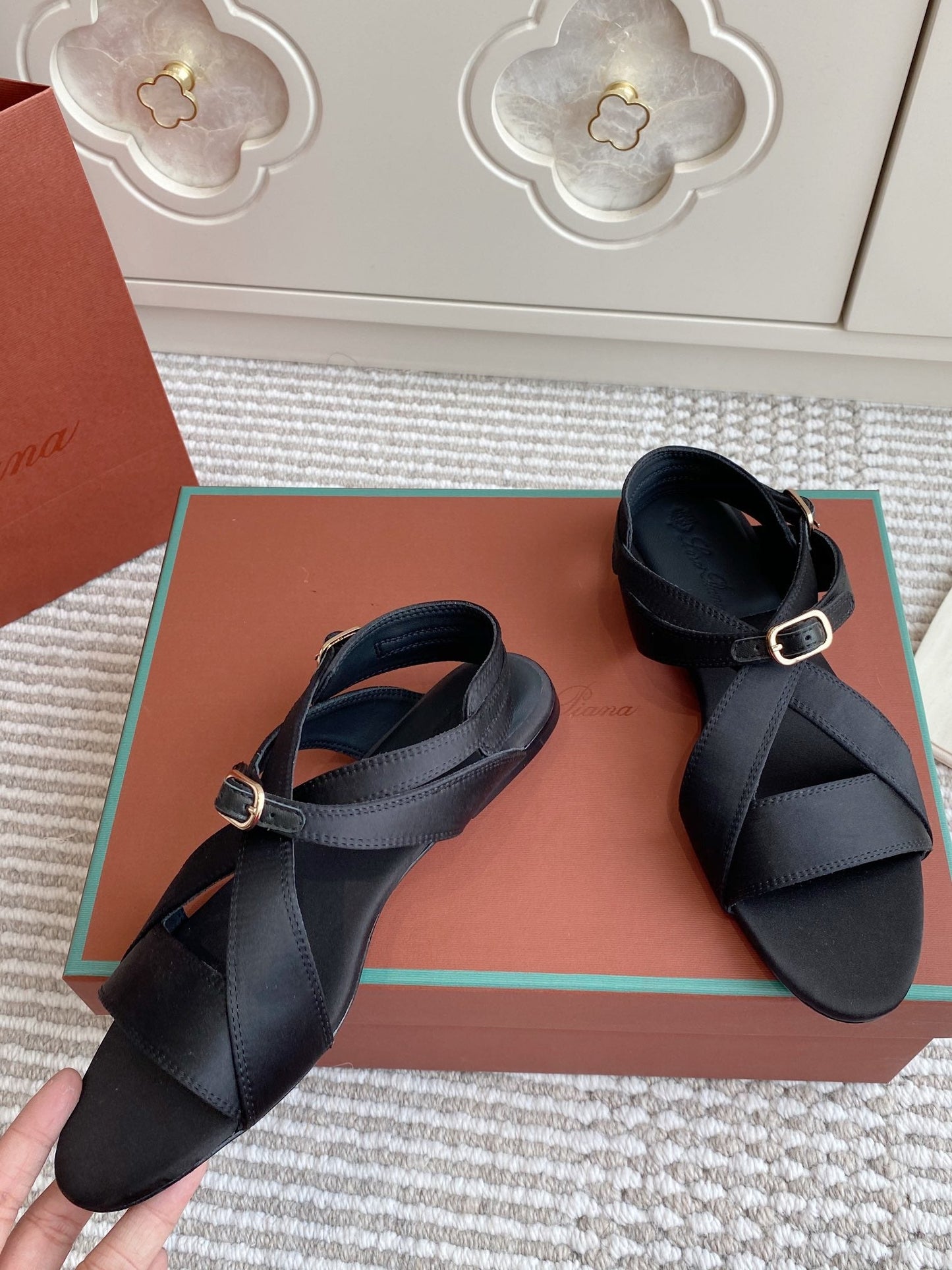 SANDALS IN BLACK SATIN - 35