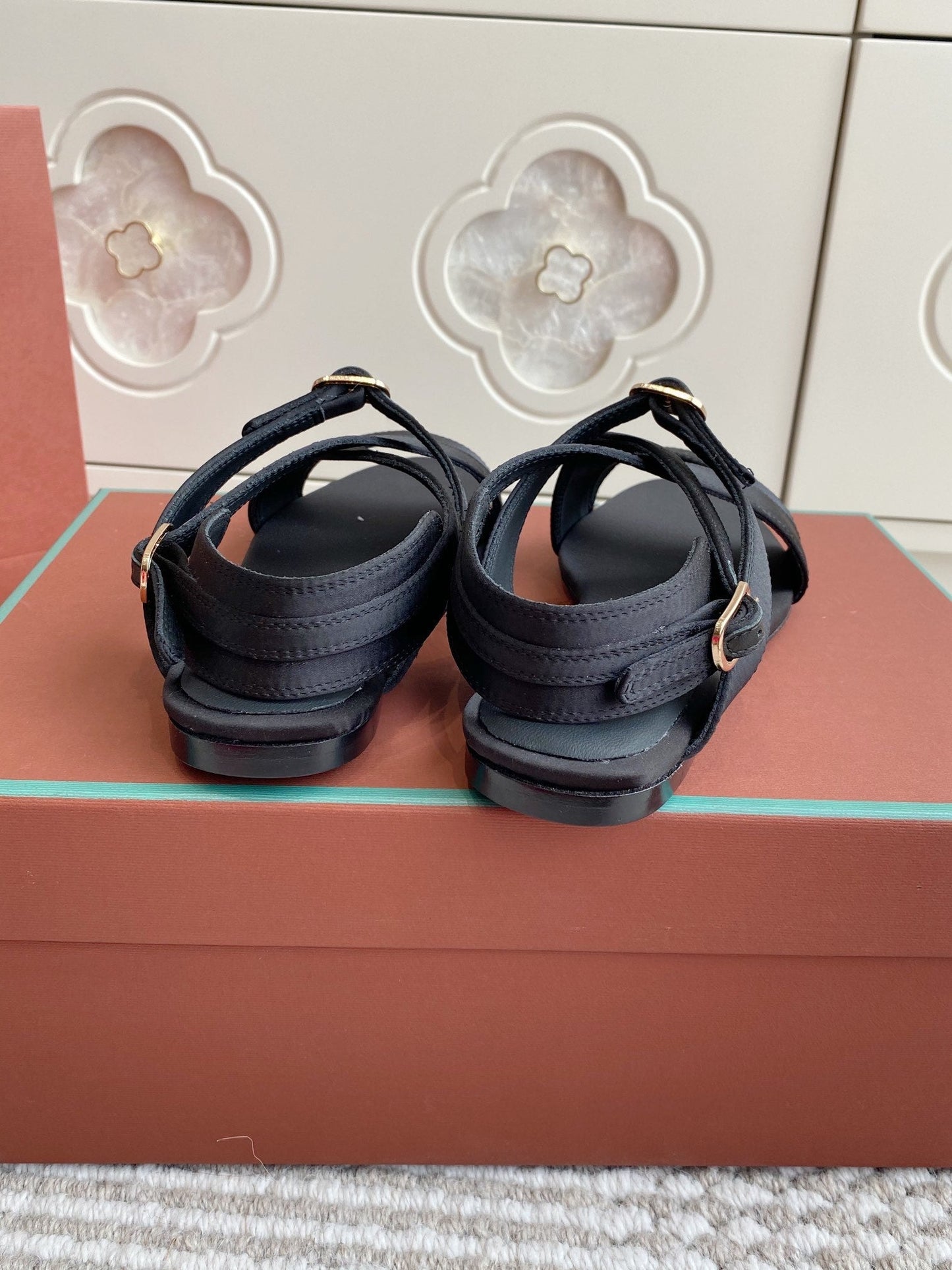 SANDALS IN BLACK SATIN - 35