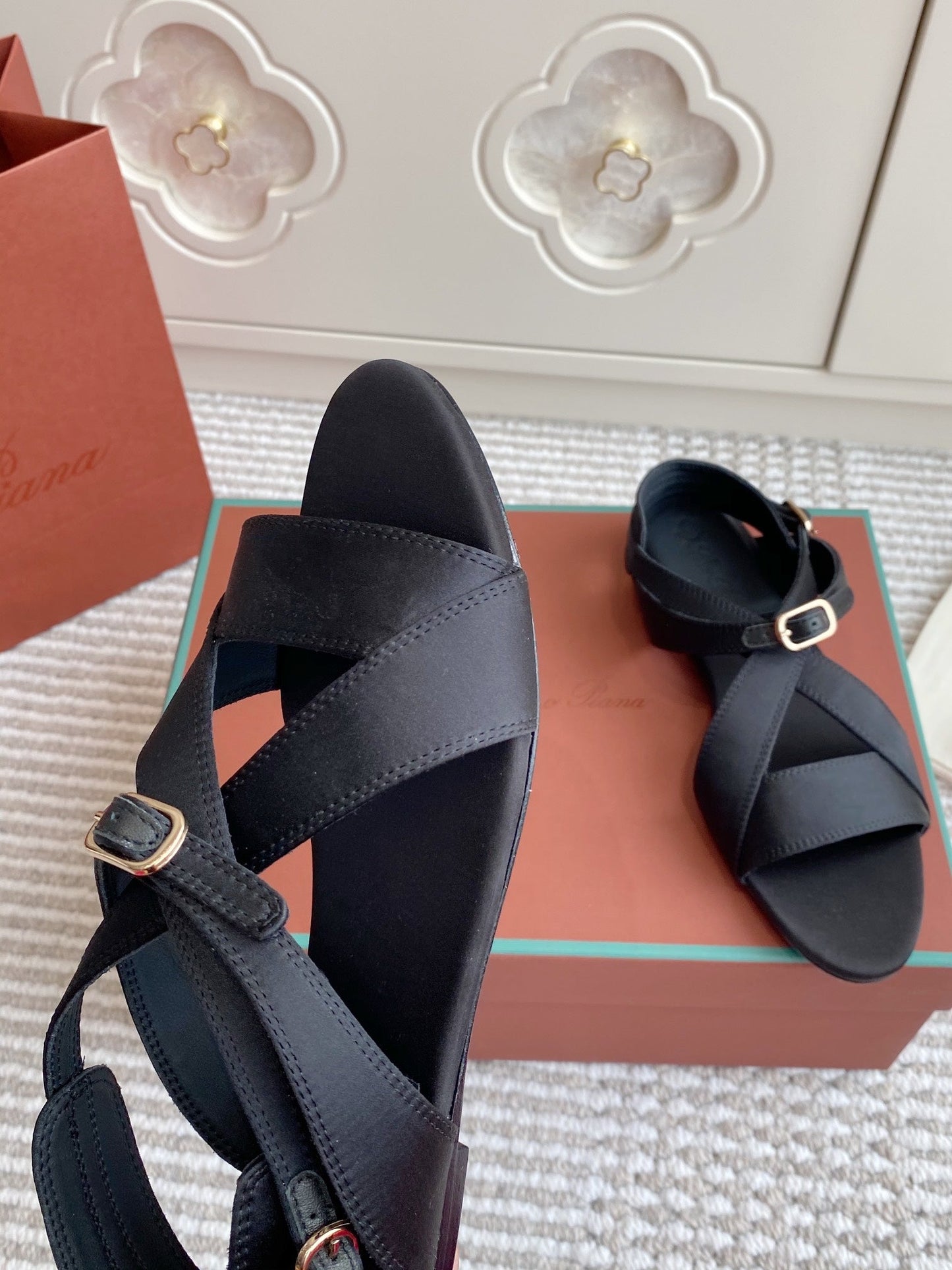 SANDALS IN BLACK SATIN - 35