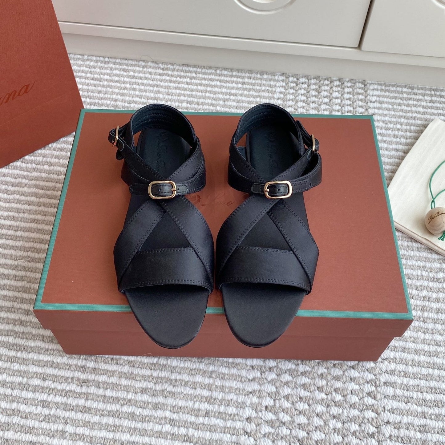 SANDALS IN BLACK SATIN - 35