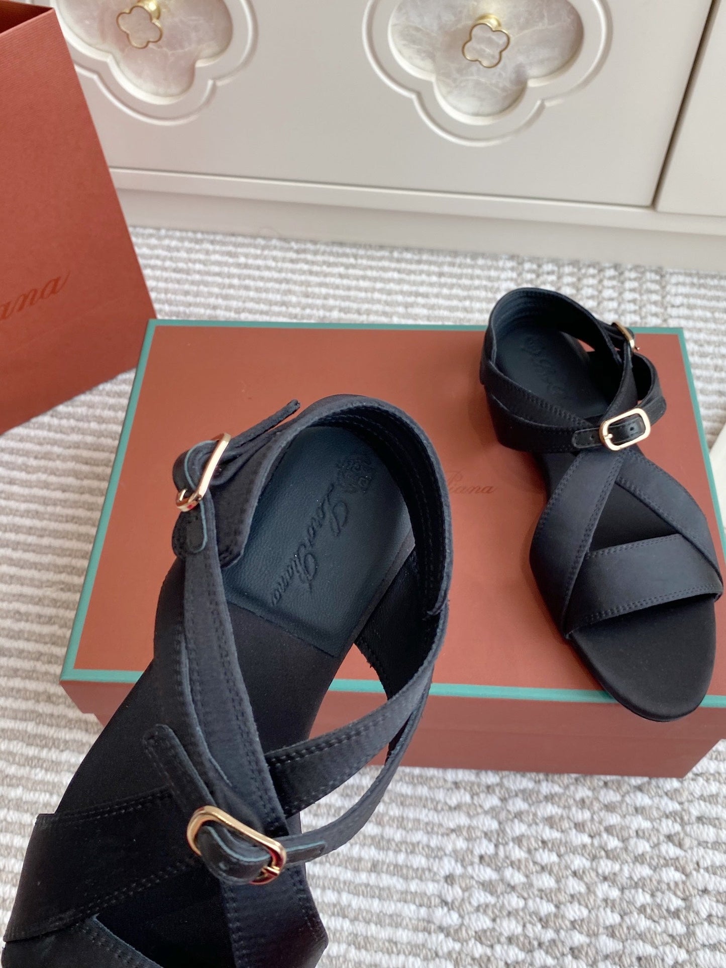 SANDALS IN BLACK SATIN - 35