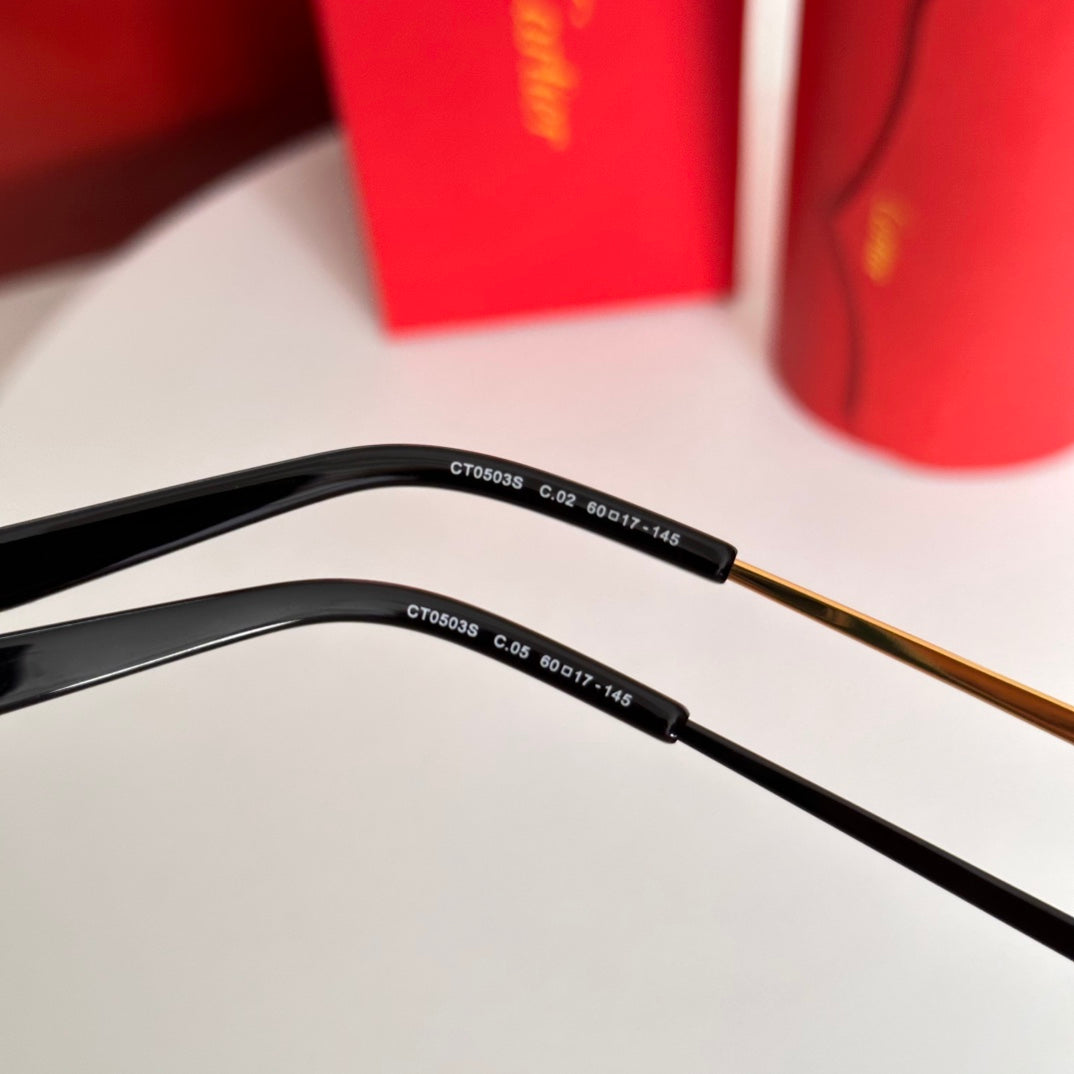 PANTHÈRE RIMLESS SQUARE FRAME SUNGLASSES CT0503S IN METAL - Purple/ Black