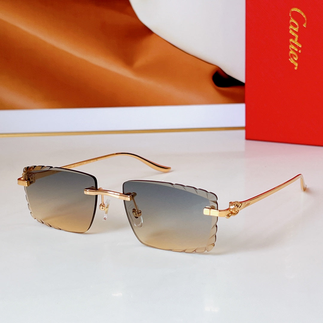 PANTHÈRE RIMLESS RECTANGULAR FRAME SUNGLASSES CT0682S IN METAL - Purple