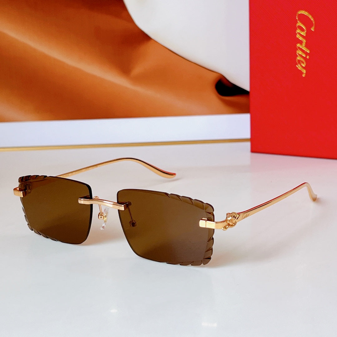 PANTHÈRE RIMLESS RECTANGULAR FRAME SUNGLASSES CT0682S IN METAL - Purple