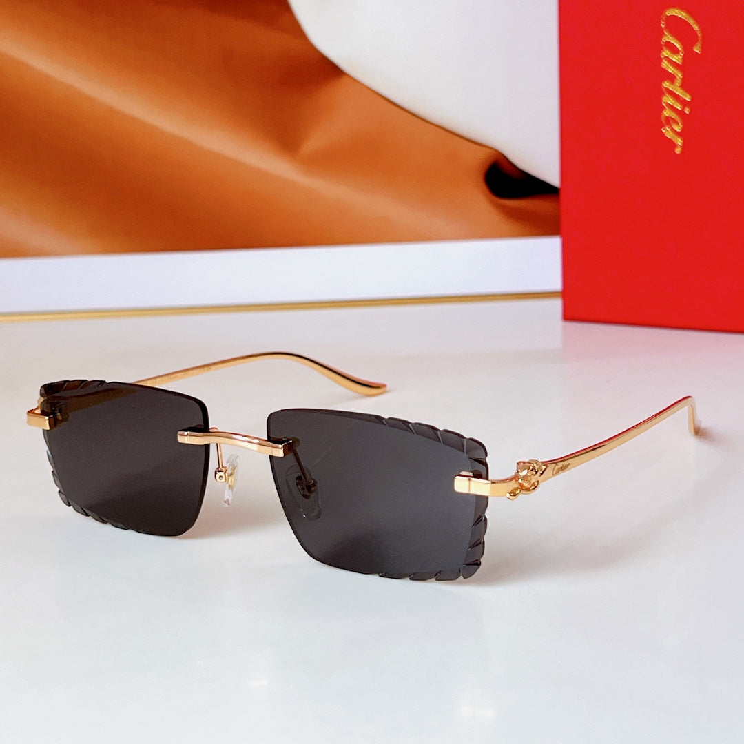 PANTHÈRE RIMLESS RECTANGULAR FRAME SUNGLASSES CT0682S IN METAL - Purple