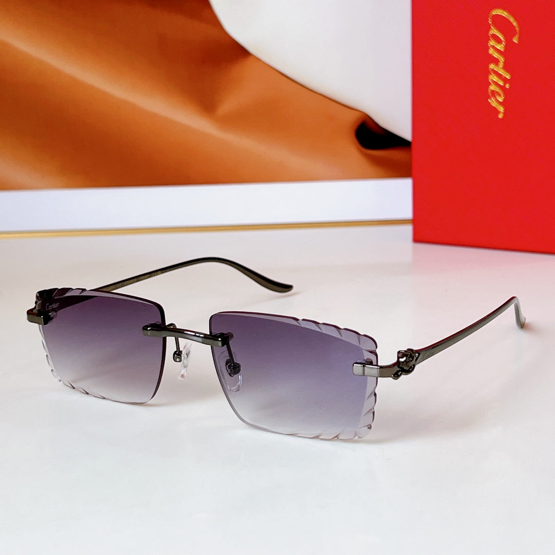 PANTHÈRE RIMLESS RECTANGULAR FRAME SUNGLASSES CT0682S IN METAL - Purple