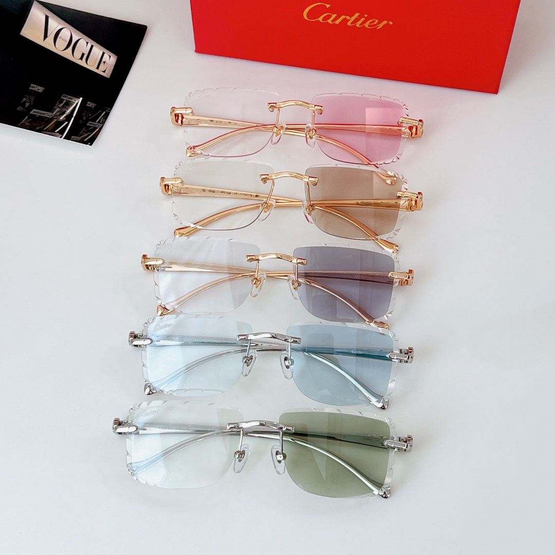 PANTHÈRE PHOTOCHROMIC LENSES RIMLESS SQUARE FRAME SUNGLASSES 580850 IN METAL - Pink