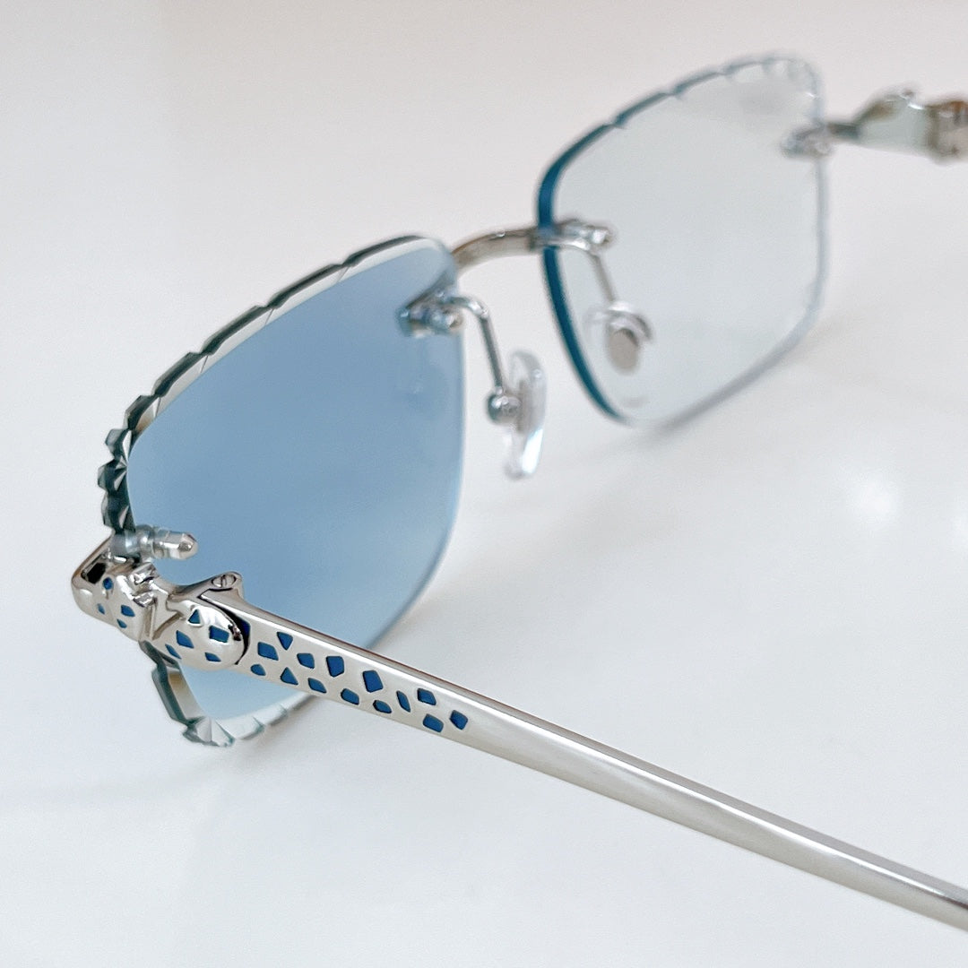 PANTHÈRE PHOTOCHROMIC LENSES RIMLESS SQUARE FRAME SUNGLASSES 580850 IN METAL - Pink