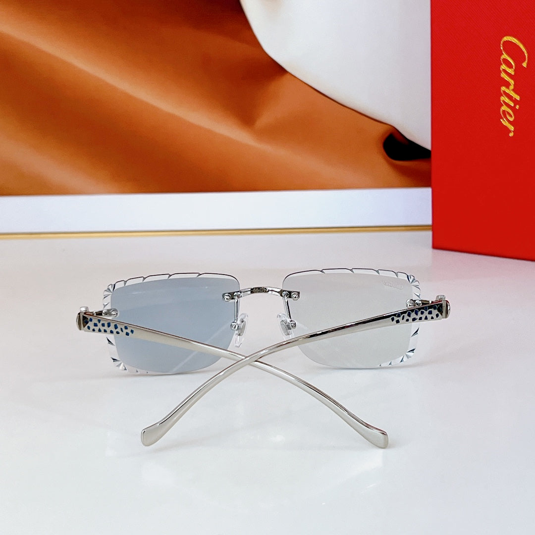 PANTHÈRE PHOTOCHROMIC LENSES RIMLESS SQUARE FRAME SUNGLASSES 580850 IN METAL - Pink