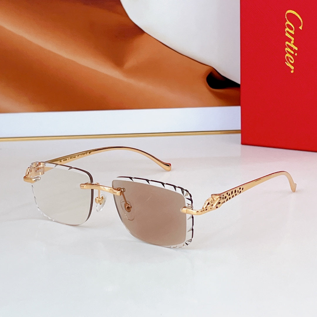 PANTHÈRE PHOTOCHROMIC LENSES RIMLESS SQUARE FRAME SUNGLASSES 580850 IN METAL - Pink