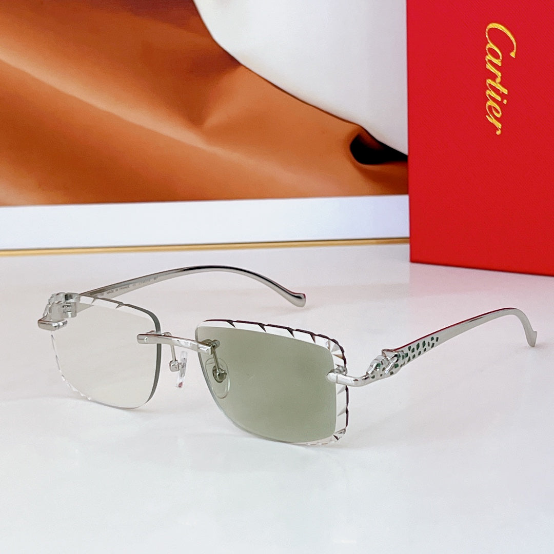 PANTHÈRE PHOTOCHROMIC LENSES RIMLESS SQUARE FRAME SUNGLASSES 580850 IN METAL - Pink