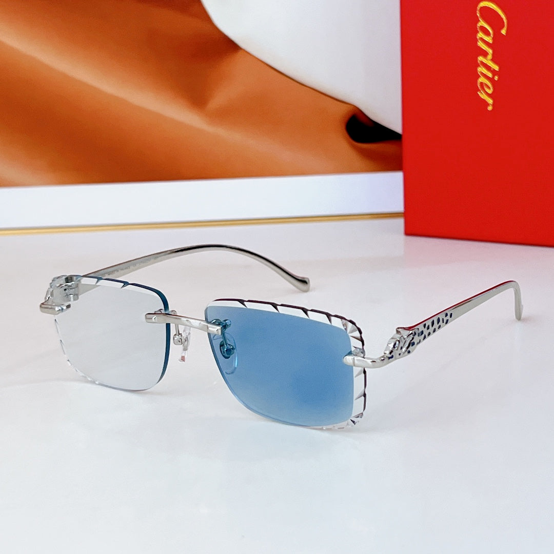 PANTHÈRE PHOTOCHROMIC LENSES RIMLESS SQUARE FRAME SUNGLASSES 580850 IN METAL - Pink
