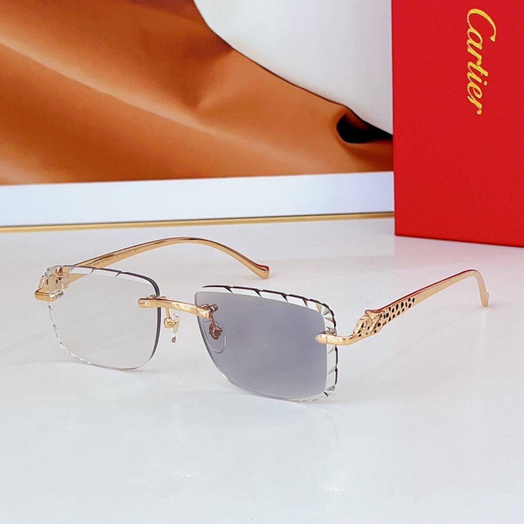 PANTHÈRE PHOTOCHROMIC LENSES RIMLESS SQUARE FRAME SUNGLASSES 580850 IN METAL - Pink