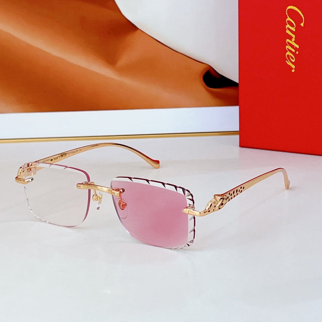 PANTHÈRE PHOTOCHROMIC LENSES RIMLESS SQUARE FRAME SUNGLASSES 580850 IN METAL - Pink