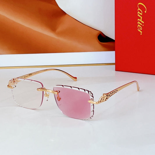 PANTHÈRE PHOTOCHROMIC LENSES RIMLESS SQUARE FRAME SUNGLASSES 580850 IN METAL - Pink