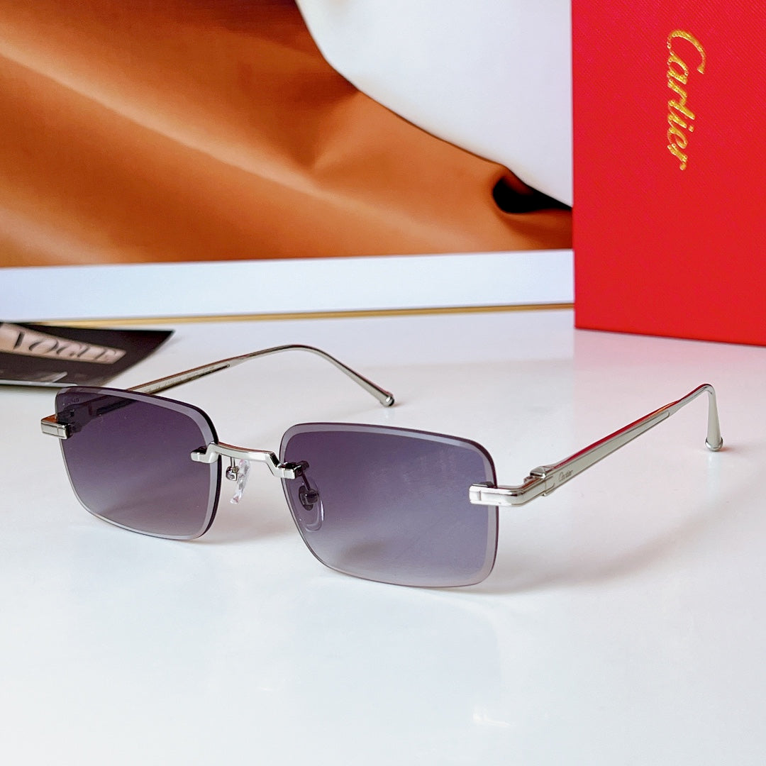 C DE RIMLESS RECTANGULAR FRAME SUNGLASSES 580851 IN METAL - Smoke photochromic lenses