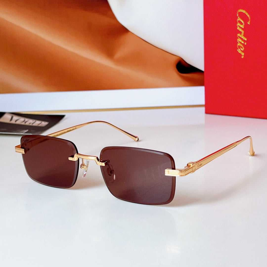 C DE RIMLESS RECTANGULAR FRAME SUNGLASSES 580851 IN METAL - Smoke photochromic lenses
