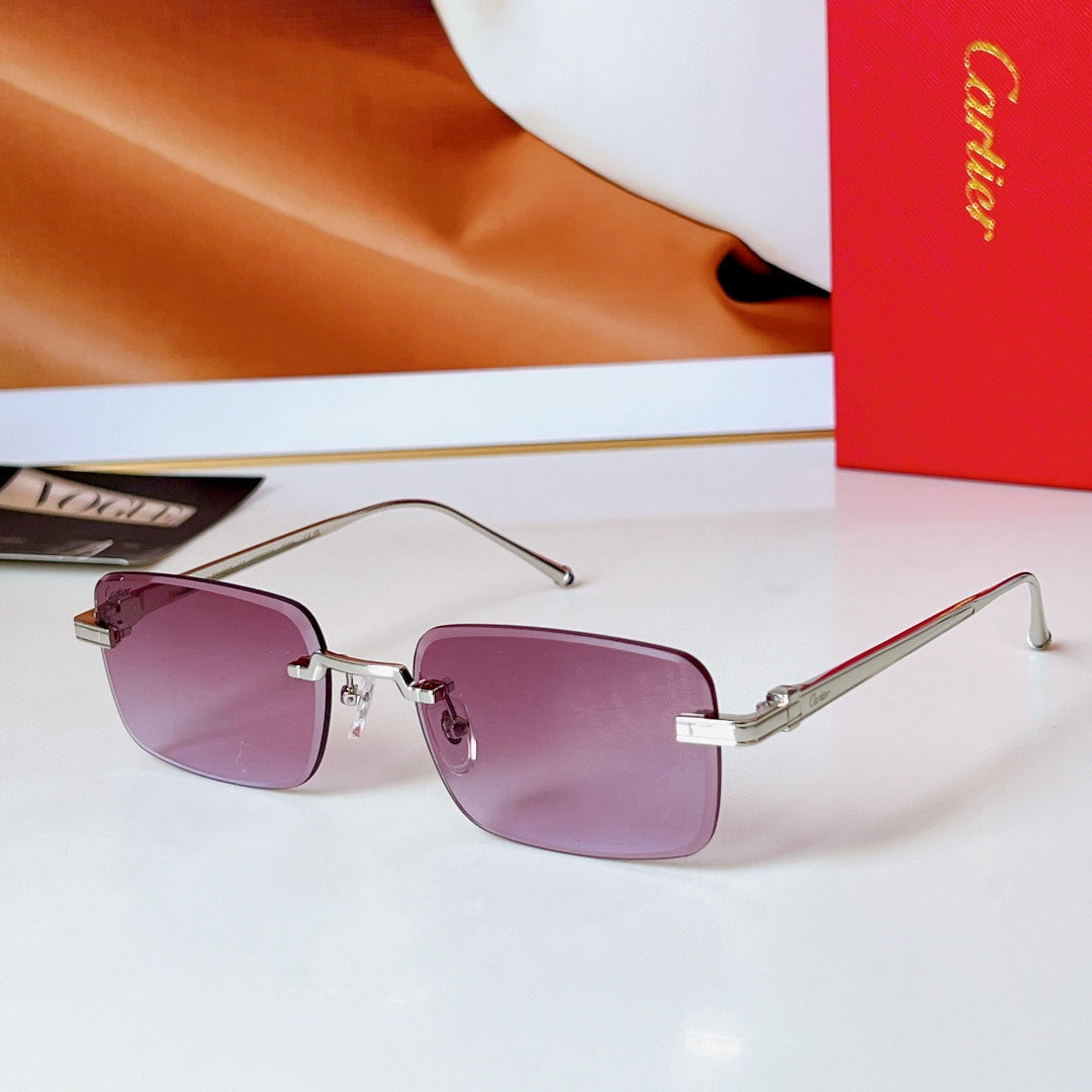 C DE RIMLESS RECTANGULAR FRAME SUNGLASSES 580851 IN METAL - Smoke photochromic lenses