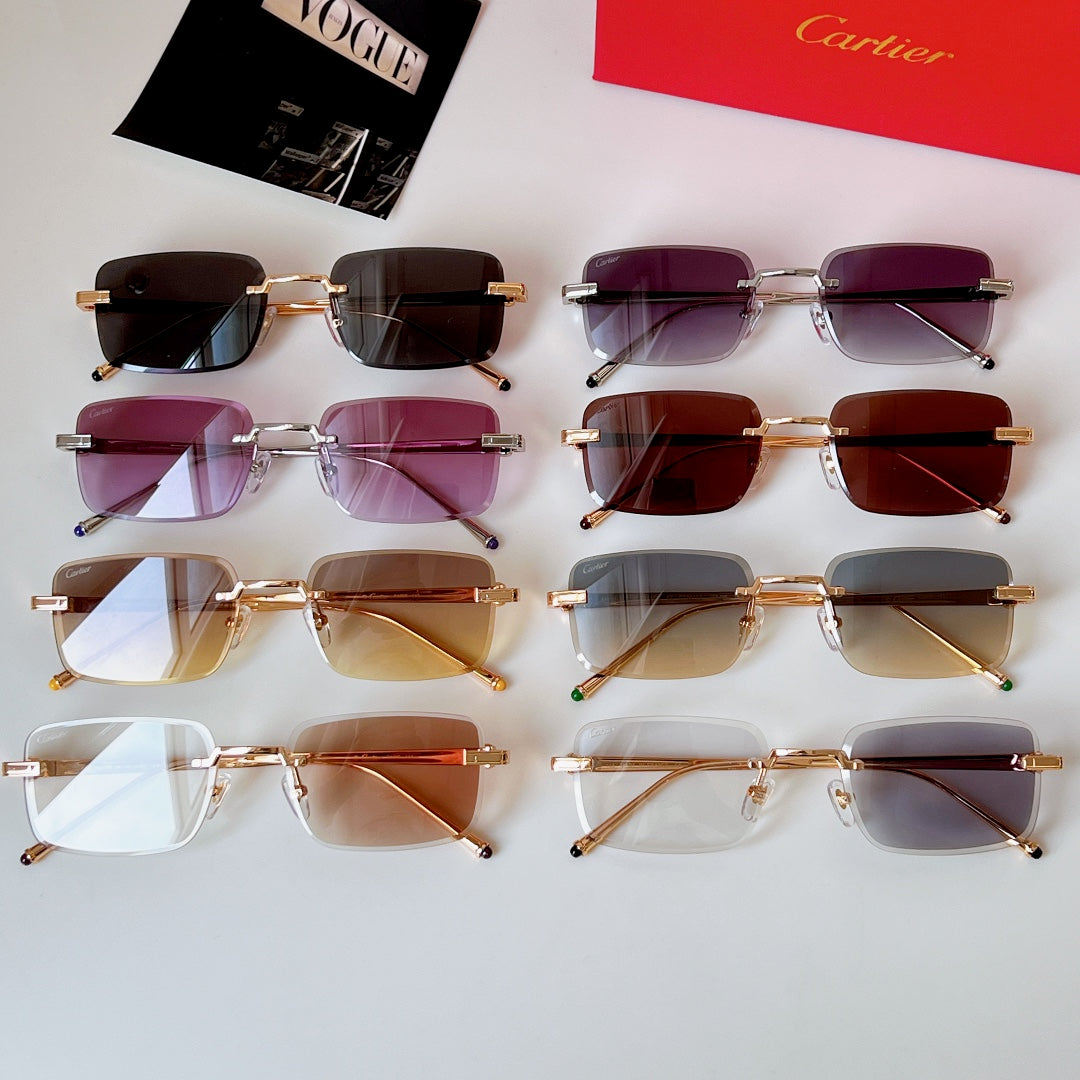 C DE RIMLESS RECTANGULAR FRAME SUNGLASSES 580851 IN METAL - Smoke photochromic lenses