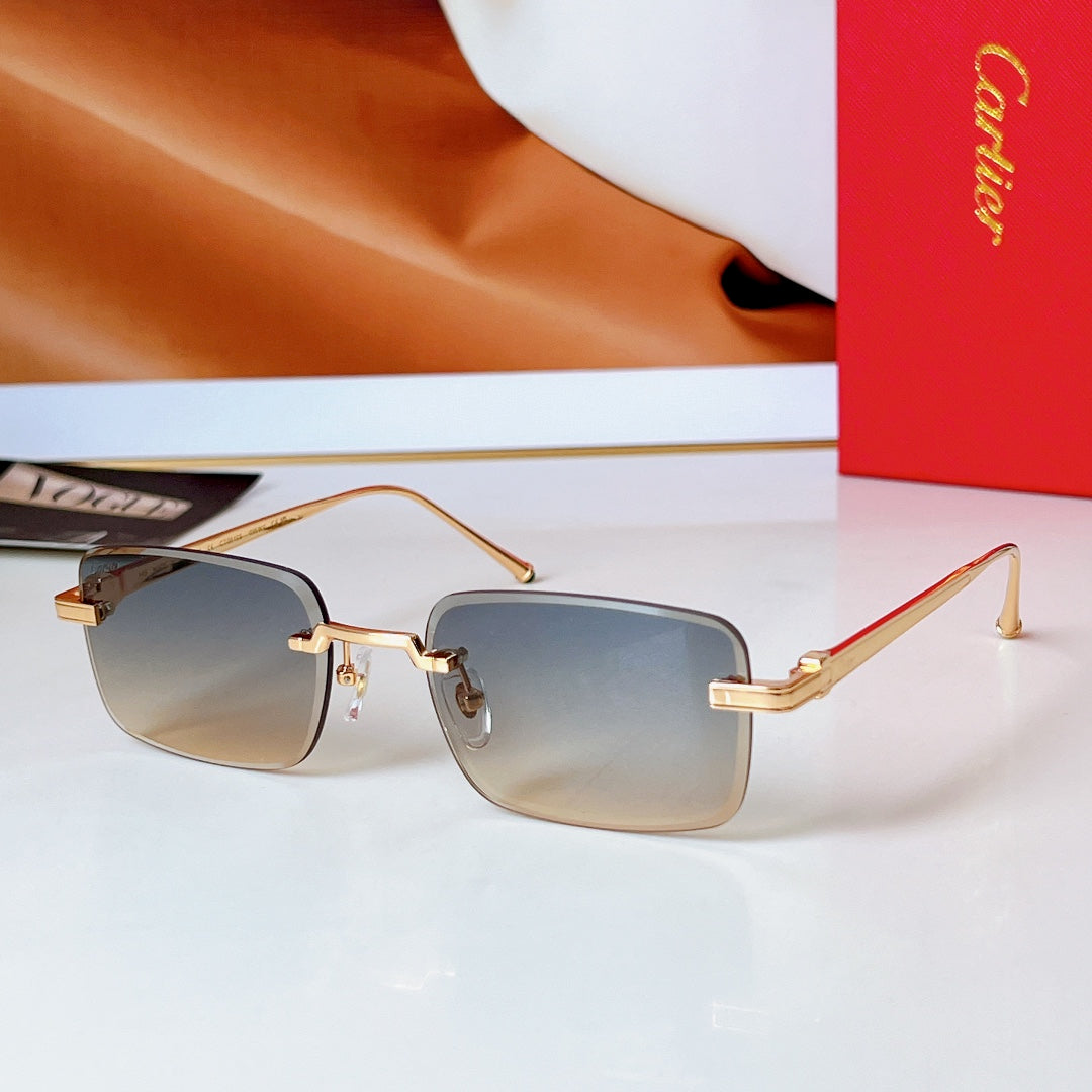 C DE RIMLESS RECTANGULAR FRAME SUNGLASSES 580851 IN METAL - Smoke photochromic lenses