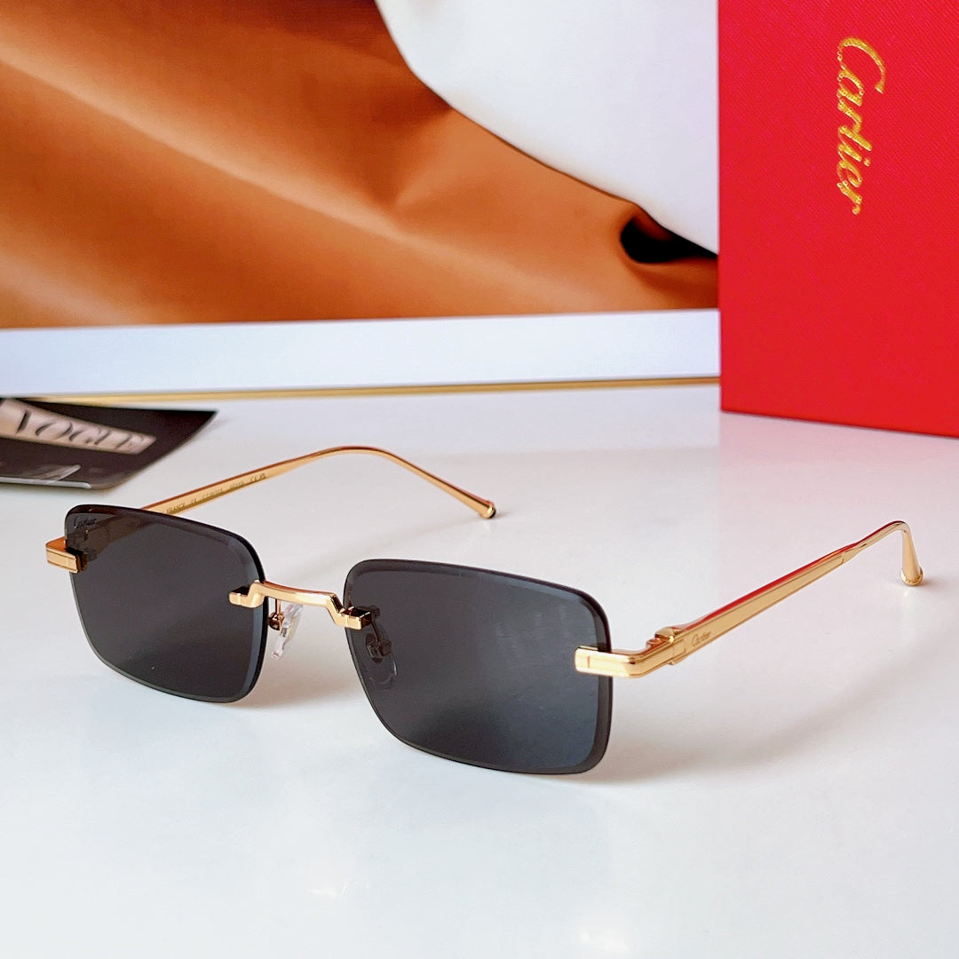 C DE RIMLESS RECTANGULAR FRAME SUNGLASSES 580851 IN METAL - Smoke photochromic lenses