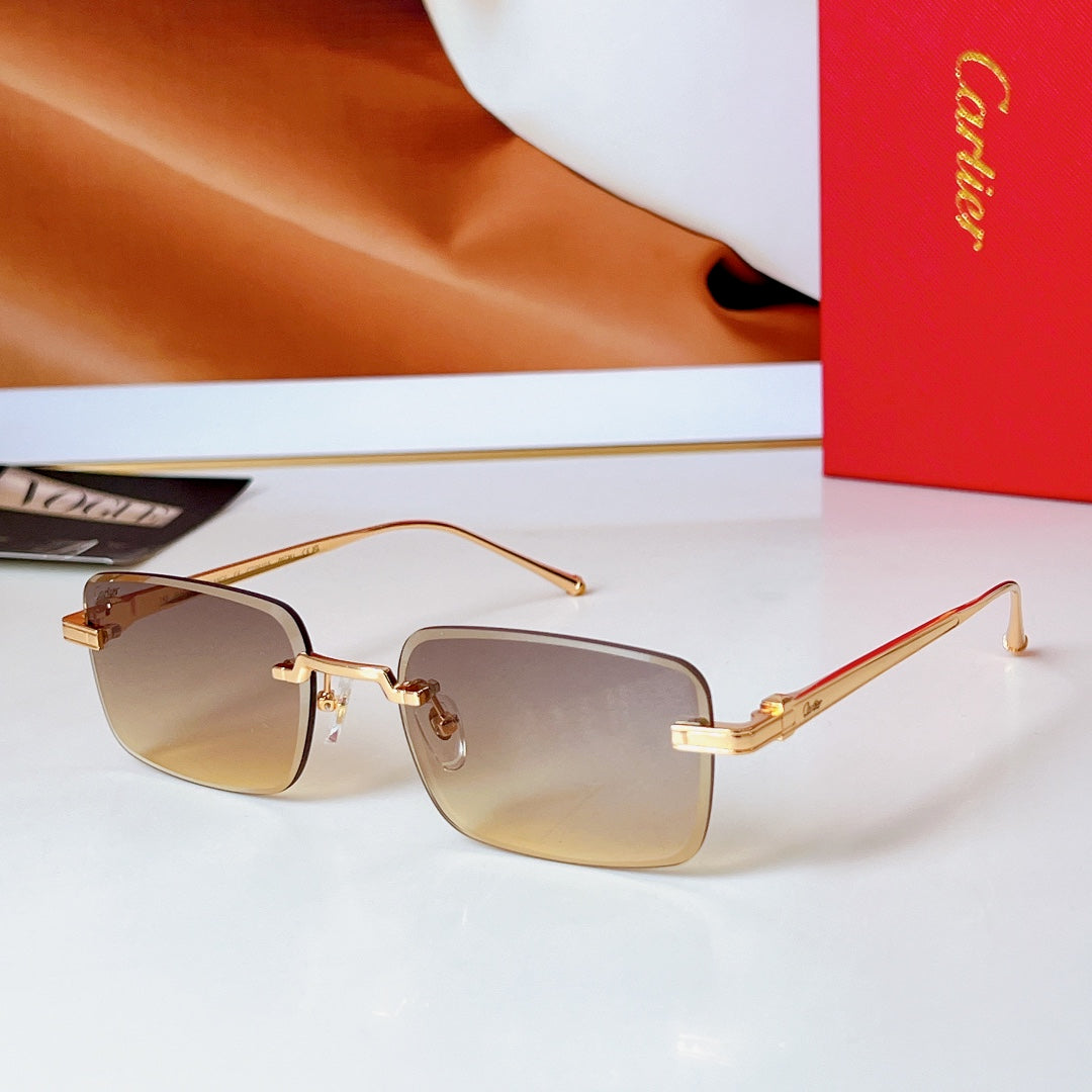 C DE RIMLESS RECTANGULAR FRAME SUNGLASSES 580851 IN METAL - Smoke photochromic lenses