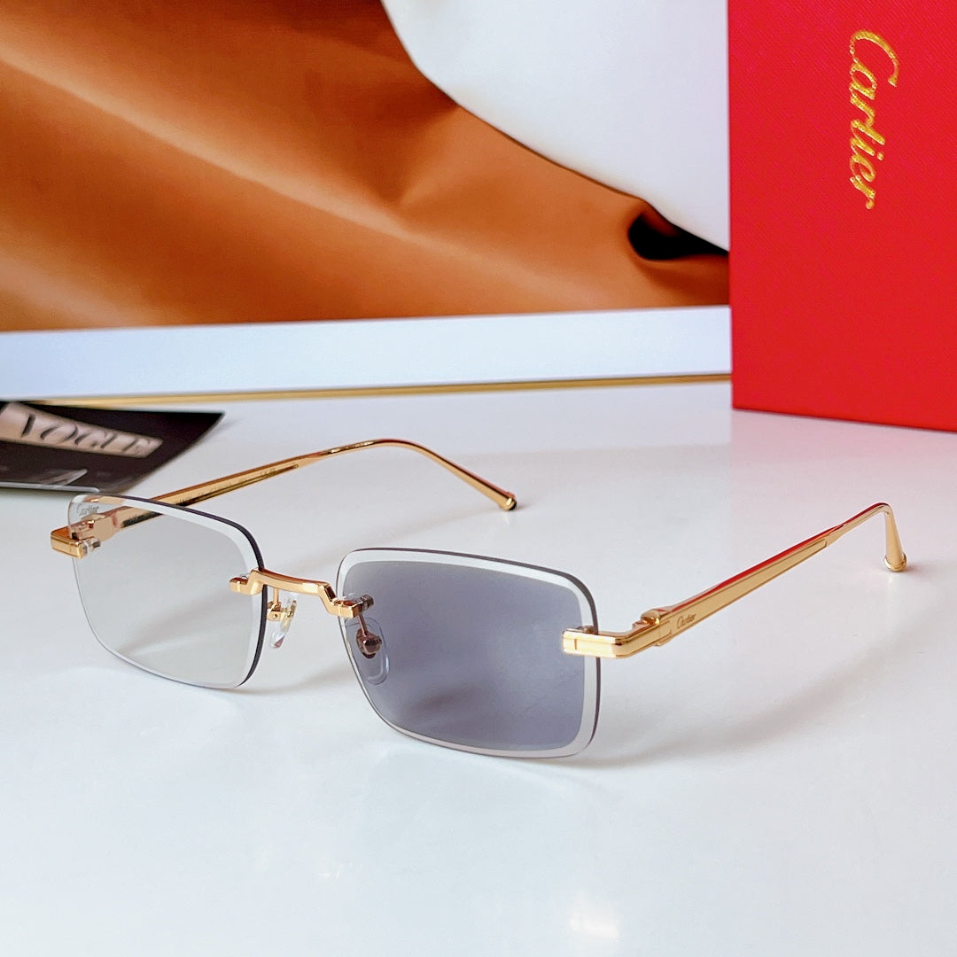 C DE RIMLESS RECTANGULAR FRAME SUNGLASSES 580851 IN METAL - Smoke photochromic lenses