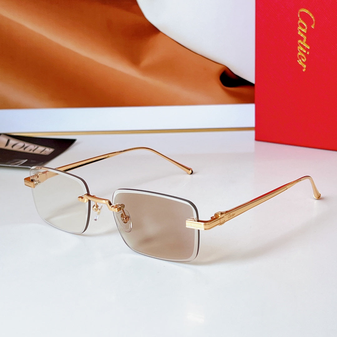 C DE RIMLESS RECTANGULAR FRAME SUNGLASSES 580851 IN METAL - Smoke photochromic lenses