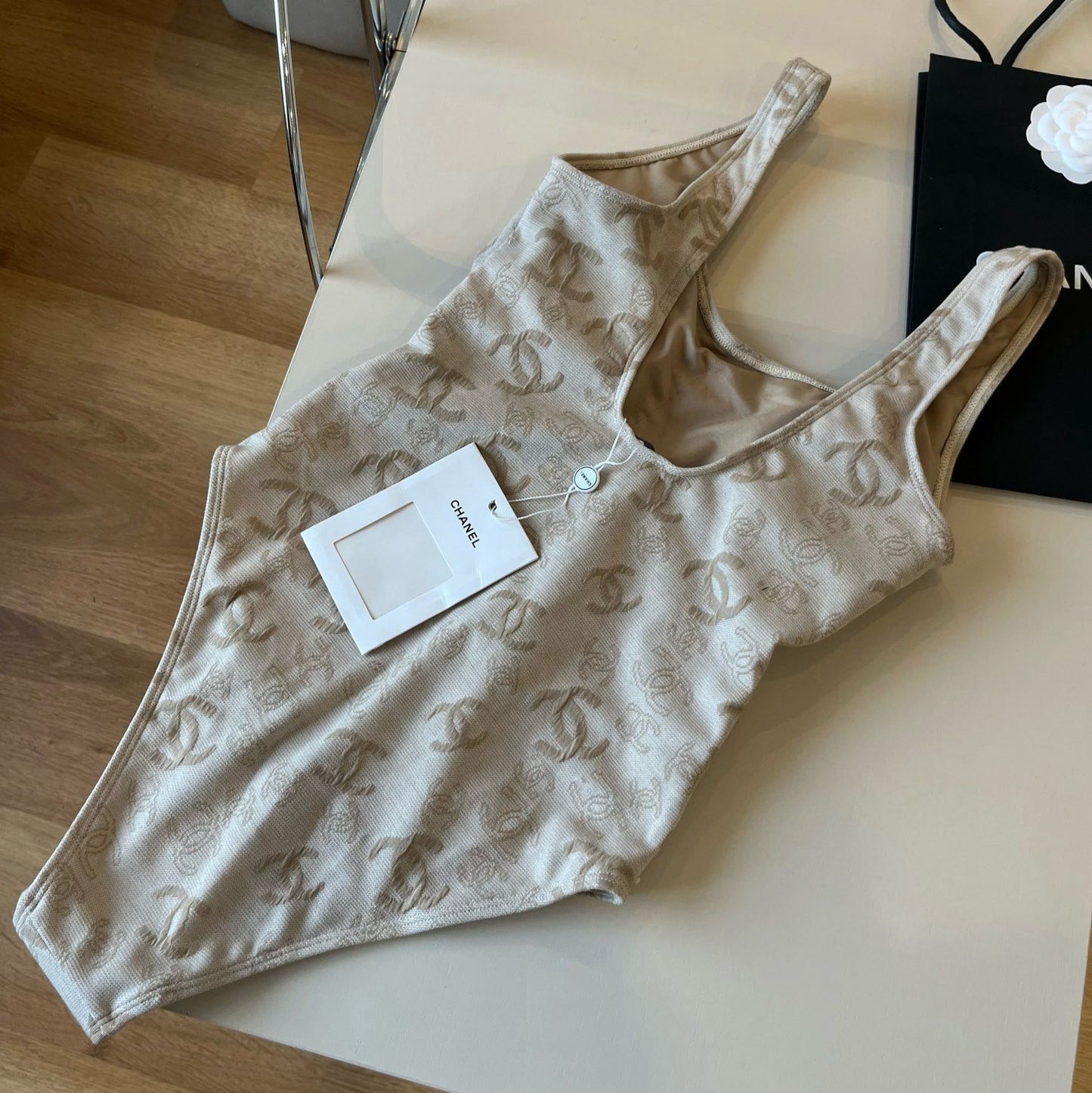 SWIMSUIT IN NUDE EMBROIDERED LOGO 626005