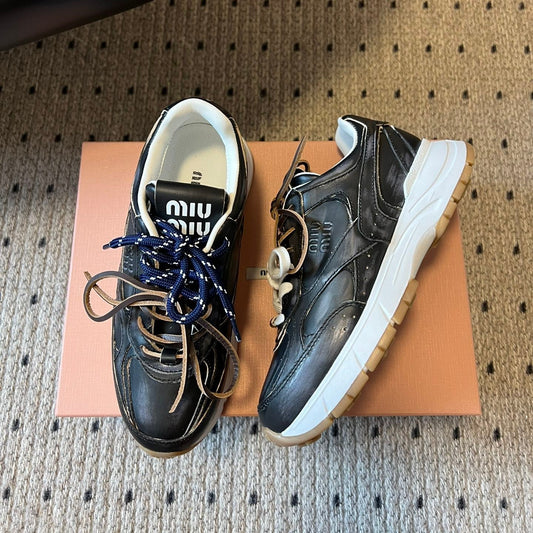 КРОСІВКИ MIUMIU 26S SNEAKERS 530 SL З ЧОРНОЇ ТЕЛЯЧОЇ ШКІРИ